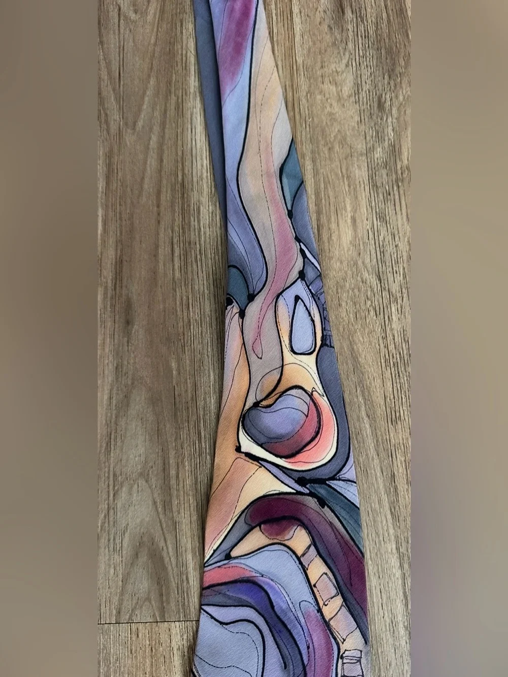 Multicolor Abstract Pattern Men's Tie in Purple, Pink & Blue